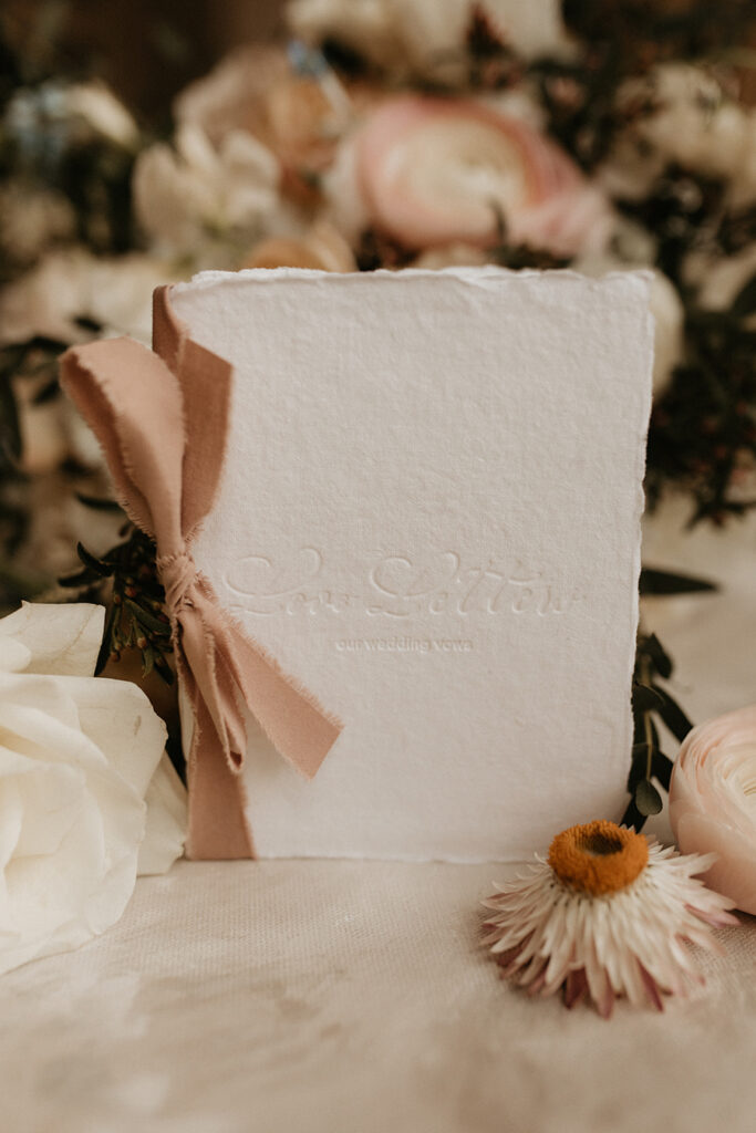 Lace and Belle deckled vow book, 3 things to pack for your wedding photographer